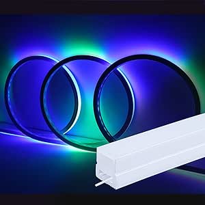 Muzata 2Pack 16.5FT/5M Silicone LED Channel IP67 Waterproof and Dustproof Flexible LED Diffuser Channel Bendable Spotless LED Strip Light Diffuser fit Neon LED Strips Width up to 11MM USC4 5M