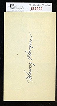 HARRY HOOPER SIGNED JSA CERTIFIED 3X5 INDEX CARD AUTHENTIC AUTOGRAPH