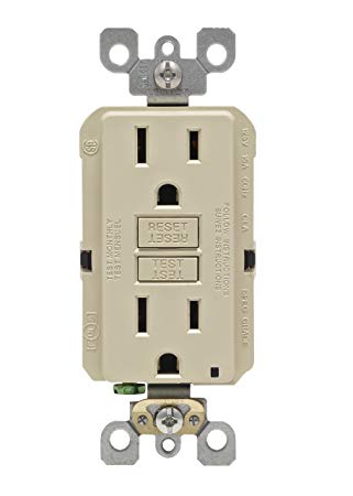 Leviton N7599-I 15-Amp 125-Volt SmartLock Pro Slim Non-Tamper-Resistant Duplex GFCI Receptacle, Ivory