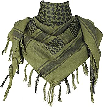 Magic Fashions Men's Pure Cotton Arab Shemagh Neck Wrap Arafat Keffiyah Desert Army Wear Head Scarf Stole (Green & Black)