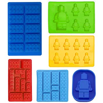 Robot Ice Cube Tray Silicone Mold, Candy Moulds, Chocolate Moulds, For Kids Party's and Baking Minifigure Building Block Themes, Set of 6 pcs