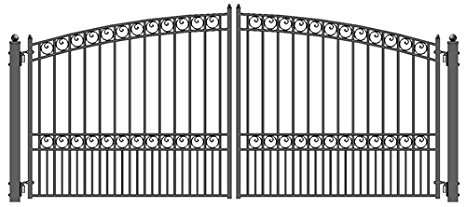 ALEKO® Paris Style Iron Wrought Gate 12' High Quality Ornamental Dual Swing Driveway Gates 12'