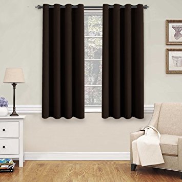 H.Versailtex Blackout Thermal Insulated Curtains for Bedroom /Living Room, 52" Wide x 63" Long Each Panel,Grommet Top (Set of 2 Panels, Chocolate Brown)