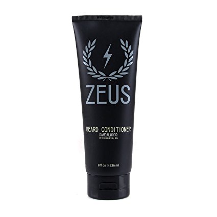 Zeus Beard Conditioner Wash for Men - Sandalwood Scent - 8oz - Sulfate-Free, Rinse-Out Softener