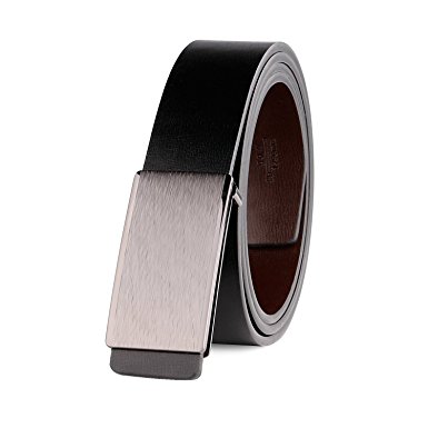 JASGOOD Genuine Leather Dress Belt for Men Reversible Belt with Matte Plaque Buckle