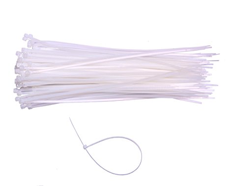 8" Nylon Cable Ties ,White, 100 Pcs