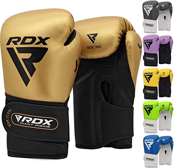 RDX Kids Boxing Gloves for Training & Muay Thai – ConvEX Skin Leather Junior 6oz Mitts for Kickboxing, Sparring & Fighting – Good for Youth Punch Bag, Grappling Dummy and Focus Pads Punching