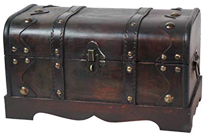 Vintiquewise(TM) Small Pirate Style Wooden Treasure Chest