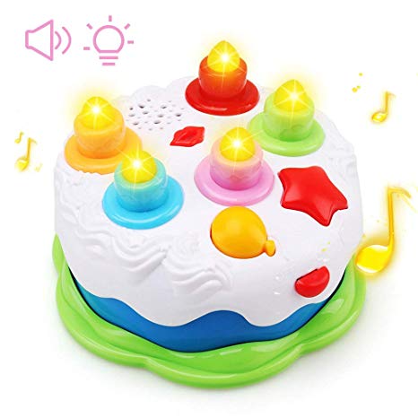Amy & Benton Kids Birthday Cake Toy for Baby & Toddlers with Counting Candles & Music, Early Education Musical Activity Toy With Light Sound, Gift Toys for 1 2 3 4 5 Years Old Boys and Girls