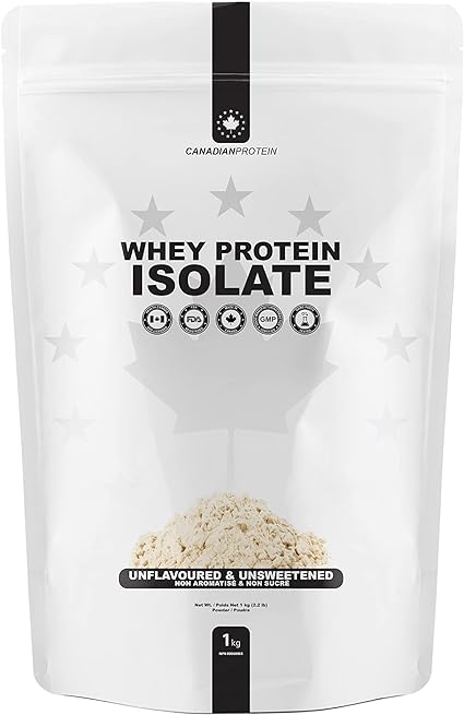 Canadian Protein 100% Whey Isolate 27g of Protein | 1 kg of Unflavoured Low Carb Keto Friendly Workout Recovery Drink | Protein Powder Rich in BCAA Amino Acids