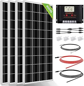 ECO-WORTHY 12V 400W RV Solar Panels Kits with 60A PWM Charge Controller for RV, Boats, Trailer, Shed, Camper