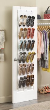 Whitmor 6044-13-CTF White Crystal Collection Over-The-Door Shoe Organizer,  Clear