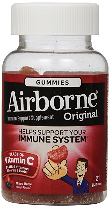 Airborne Vitamin C 1000mg Immune Support Supplement, Gummies, Berry Flavor, 21 Count