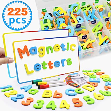 Pussan Magnetic Letters and Numbers for Kids Education Alphabet Alphabet Magnets for Fridge Refrigerator Learning Resources Toddler Toys Teacher and Children Christmas Birthday Gifts 225 Pieces