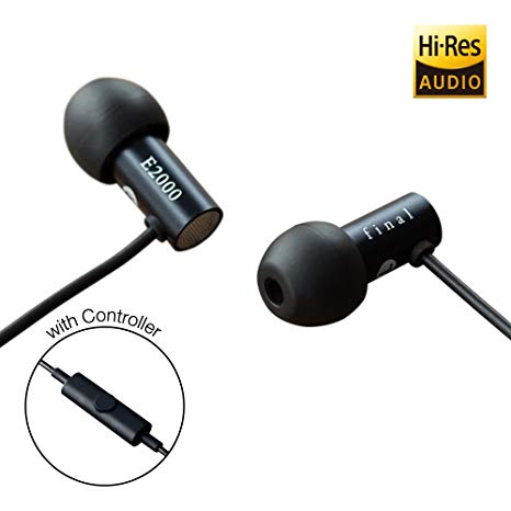 Final E2000C In Ear Isolating Earphones with Smartphone Controls and Microphone - Black Aluminium