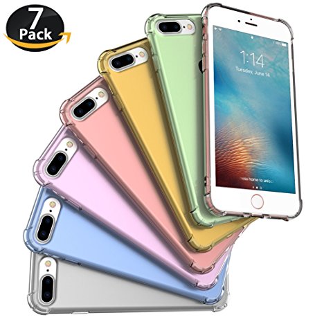 iPhone 7 Plus Case, iPhone 8 Plus Case, Bekhic Apple iPhone 7/8 Plus Crystal Clear Shock Absorption Technology Bumper Soft TPU Cover Case for iPhone 7 Plus (2016)/iPhone 8 Plus (2017) (7 Colors Set)