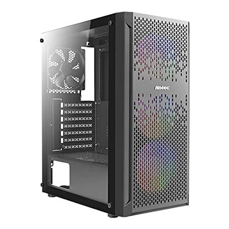 Antec NX290 ATX Mid-Tower Case, Tempered Glass Side Panel, Full Side View, Pre-Installed 4 x 120mm in Front, Black