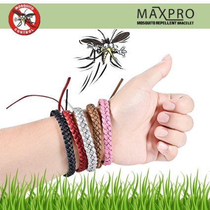 Maxpro Mosquito Bracelet Repellent Leather Family 10 Pack Best of All 100% Pure Natural Plant Oils Repelling Product No Nasty Sprays & Deet Free