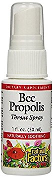 Natural Factors - Bee Propolis Throat Spray, Naturally Soothing, 100 Servings (1 oz)