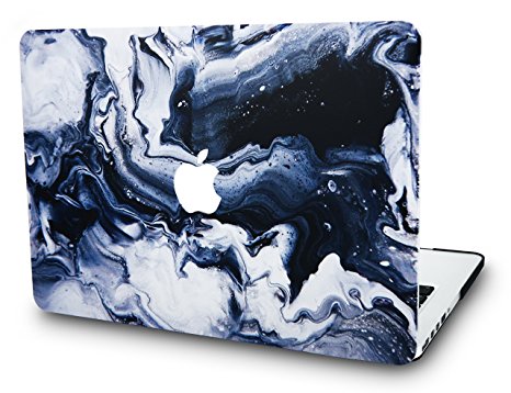 KEC MacBook Air 13 Inch Case Plastic Hard Shell Cover A1369 / A1466 (Black Grey Marble)