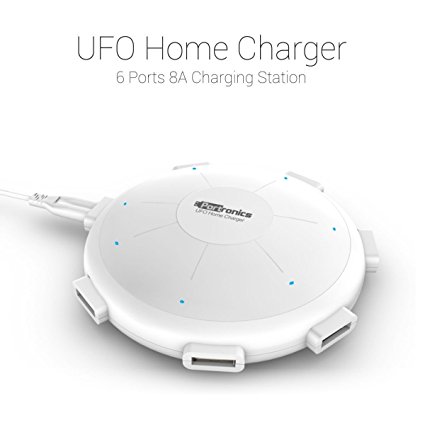 Portronics POR 343 UFO Home Charger 6 Ports 8A Charging Station - White
