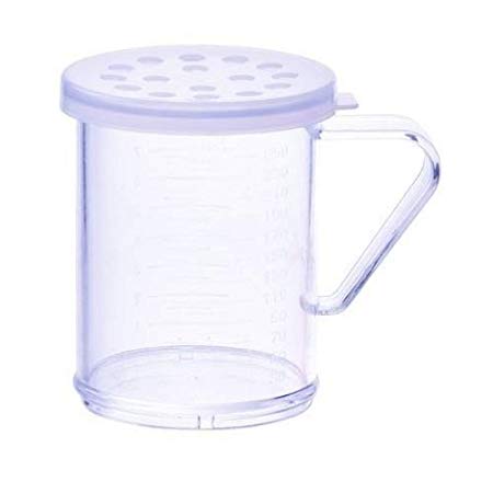 Winco PDG-10CXL, 10 Oz Plastic Dredge with Clear Snap-on Lid, Seasoning Sugar Spice Pepper Shaker with Extra Large Holes