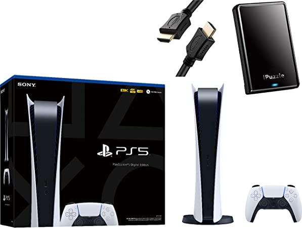 PS5 - Sony Playstation 5 Digital Edition Gaming Console - x86-64-AMD Ryzen Zen 8 Cores, 16GB GDDR6 Memory, 825GB SSD, 120Hz 8K Output, WiFi 6, Bluetooth 5.1, iPuzzle HDMI Cable   500GB External HD