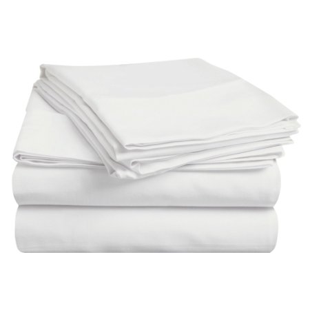 100% Egyptian Cotton 400 Thread Count Deep-Fitting Pocket Soft and Smooth 4 Piece Sheet Set, Queen, Solid White