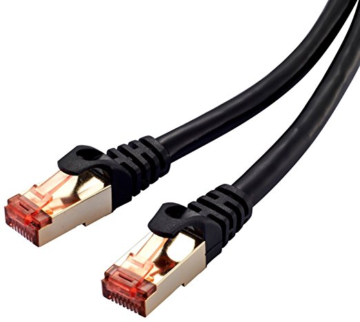Ethernet Gigabit LAN Network Cable, 10 ft(2 Pack) Supports Advanced CAT 7 / 6 / 5e / 5 High Speed RJ45 Patch Cord | STP 10/100/1000Mbit/s Gold Plated Lead for Switch/ Router/ Modem - IBRA Round Black