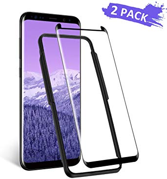 TAOZZY [2 Pack [Free Installation Frame] Samsung Galaxy S8 Tempered Glass Screen Protector (Scratchproof/Shatterproof/Bubble-Free) Reinforced Screen Guard for Samsung Galaxy S8
