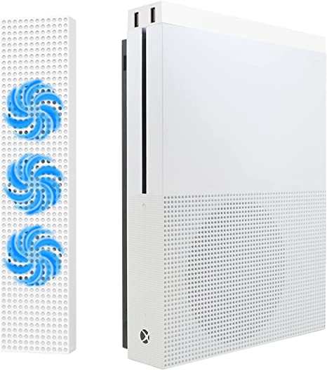 MoKo Xbox One S Cooling Fan, Cooling Fan Stand Compatible with Xbox One S with 3 Built-in High Speed Fans, 2-Port USB Charing & Data Syncing and L/H Fan Speed Switch (Only Compatible with Xbox one S)