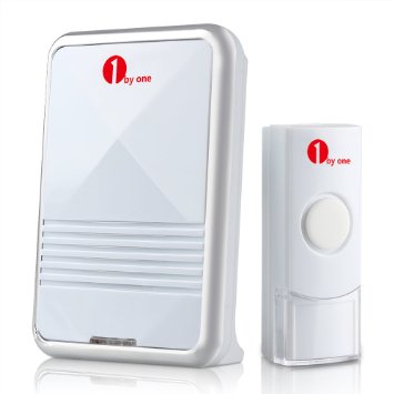 1byone Easy Chime Wireless Doorbell Kit with CD Quality Sound and LED Flash 36 Melodies to Choose White