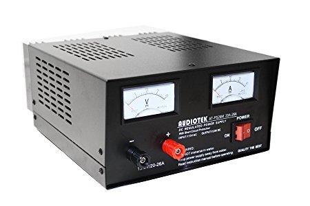 Audiotek - AT-PS26M Output 20A-26A Amp Mobile 13.8 Volt DC Heavy Duty Power Supply Good For Home/Office/Installer/Party/Entertainment/Radios/Scanners/HAM Radios/Auto Sound Systems