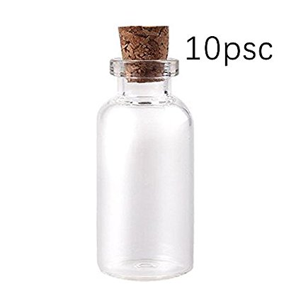 Aketek Message Bottles Spice Storage Glass Vials Cork Top 50mm 2" 10ml 10pc
