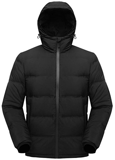 Valuker Men's Seamless Down Jacket Hooded Winter Coat Puffer Parka