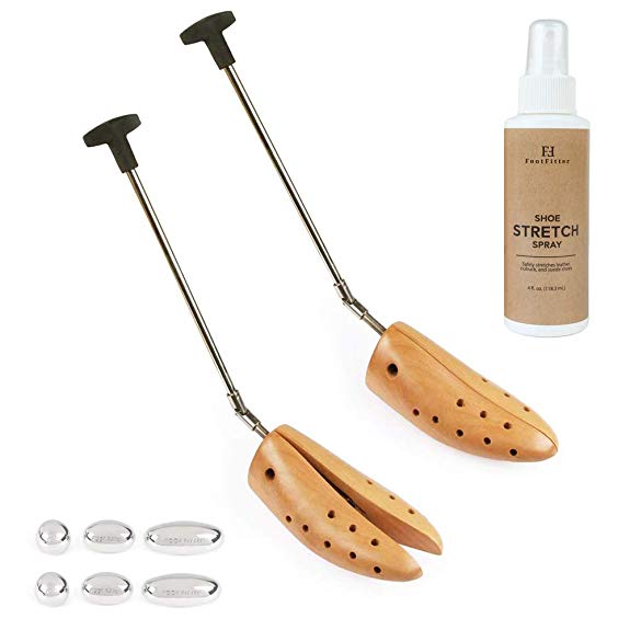 FootFitter Premium Professional Boot Stretcher Set (2 Boot Stretchers & 4 Oz. Bottle of Shoe Spray)