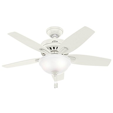 Hunter 51086 Newsome Ceiling Fan with Light, 42"/Small, Fresh White