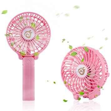 D-FantiX Mini Portable Rechargeable USB Fan Personal Handheld Foldable Fan Battery Operated / USB Powered for Home and Office (Pink)