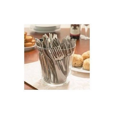 Disposable Re-Useable Silver finish Plastic Cutlery -144 pcs- forks knives spoons -Would You Believe It's Plastic!! PLUS TABLE CONFETTI