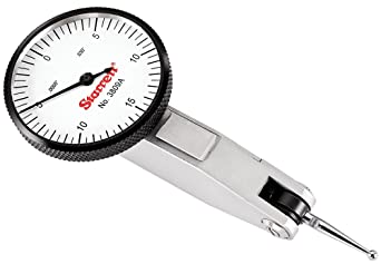 Starrett - 3809A 12333 Dial Test Indicator with Dovetail Mount and 2 Attachments, White Dial, 1.25" Diameter, 0.030" Graduation Range, 0.0005" Graduation