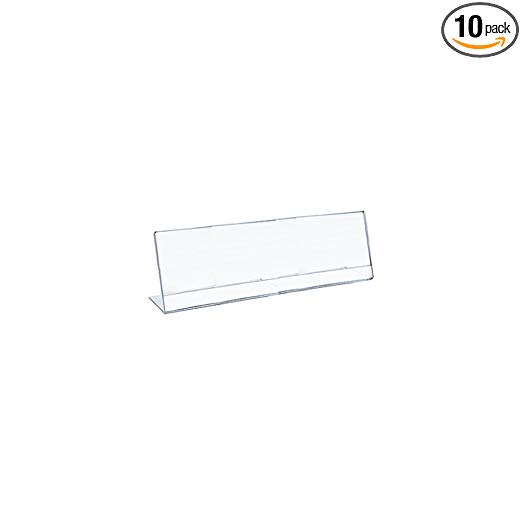 Azar 112761 8.5-Inch Width by 3.5-Inch Height Horizontal Nameplate Acrylic Sign Holder, 10-Pack
