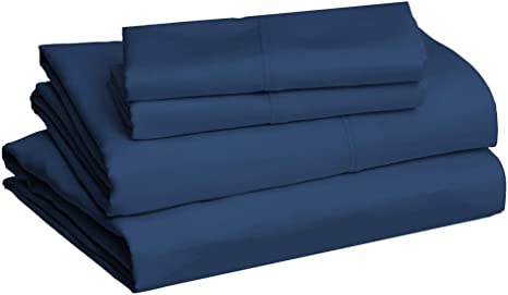 AmazonBasics Light-Weight Microfiber Sheet Set, Cal King, Navy Blue