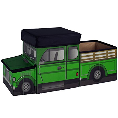 Green Truck Tractor Ride On Box to Store State Farm Animals, Ranch Equipment Playsets And Dodge Pickup Trailer Toys. Unique, Cool Gift Gadget for Birthday Party of Boy or Man