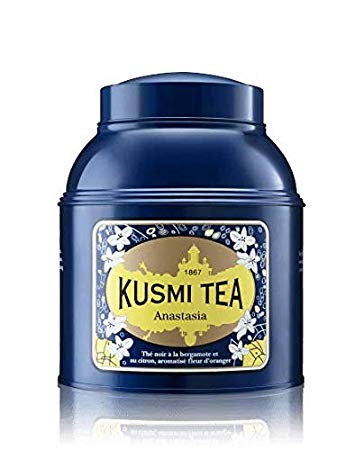 Kusmi Tea Anastasia Lacquered Metal Tin Black Tea - Combination of Bergamot, Lemon, Lime, and Orange Blossom Essential Oils Perfect for Iced Tea (17.6oz Tin 200 Servings)