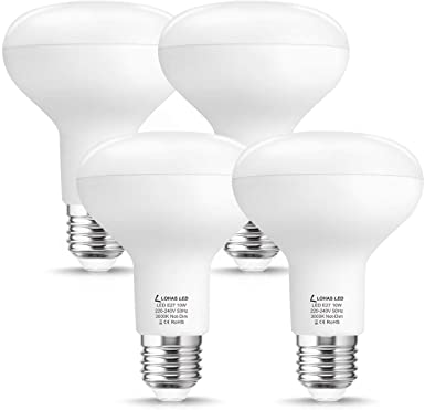 R80 LED Bulb, E27 Reflector Screw Bulb, LOHAS 10W Replace 100W Incandescent Light Bulbs, 1000LM, Warm White 3000K, Non Dimmable, Pack of 4