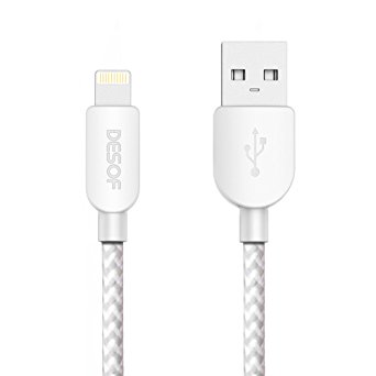 Lightning Cable iPhone Charger Nylon Braided by ICONFLANG,[Apple MFi Certified] 8Pin Durable and Fast USB to Lighting Cable for iPhone 7/7 /6/6 /6s/6s /5/5s/5c/SE, iPad and More-5ft/1.5m (White)