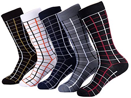 Marino's Men Design Dress Socks, Modal Cotton Socks, 5 Pairs W/ Elegant Gift Box