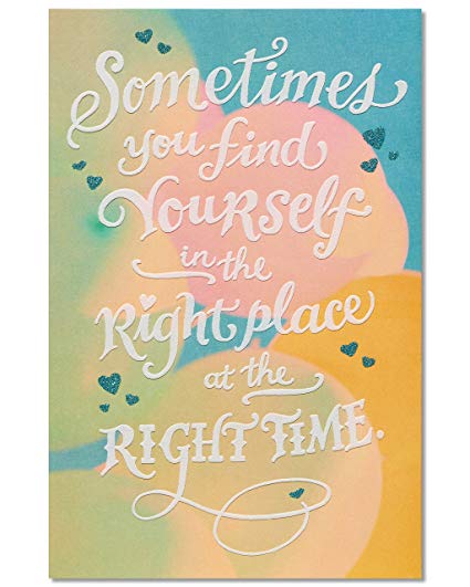 American Greetings Romantic Right Place Right Time Birthday Greeting Card with Glitter