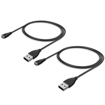 Teswell [2-Pack] 3.3 Feet Replacement USB Charger Charging Cable for Fitbit Charge HR Band Wristband Wireless Sports Activity Bracelet - Black