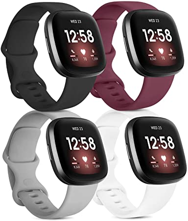 Vancle Bands Compatible with Fitbit Versa 3 Bands and Fitbit Sense Bands, Classic Soft Sport Band Strap for Fitbit Sense/Versa 3 Bands Women Men Small Large